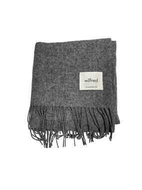 Aritzia Wilfred The Classic Wool Scarf Womens Oversized Gray Fringe 74"x30"